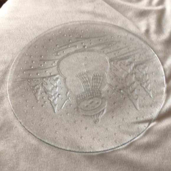 Libbey Glass Snowman Embossed Holiday Winter Clear Platter 12 3/4” Round - Picture 5 of 8